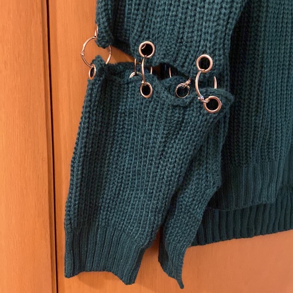 SEEK The Label Punk Rock Deconstructed Pullover Sweater Teal Size Medium - Picture 7 of 13